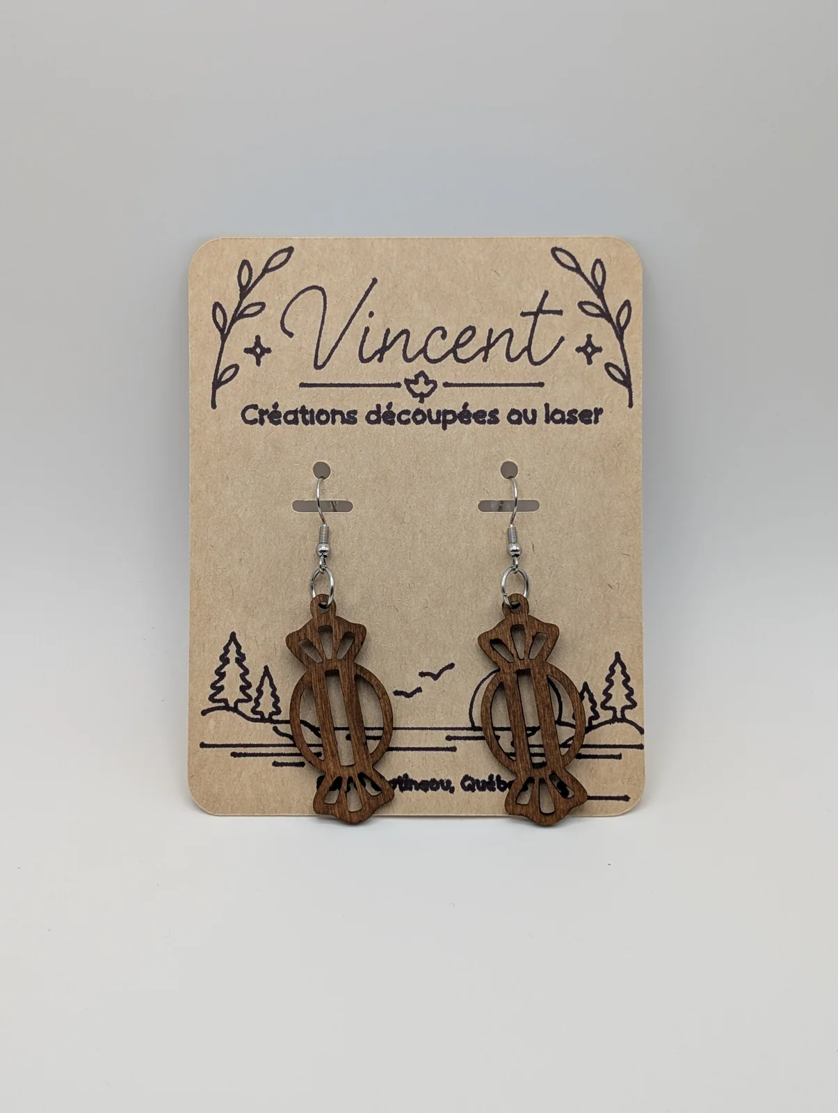 Boucles d’oreilles en bois : bonbons 1