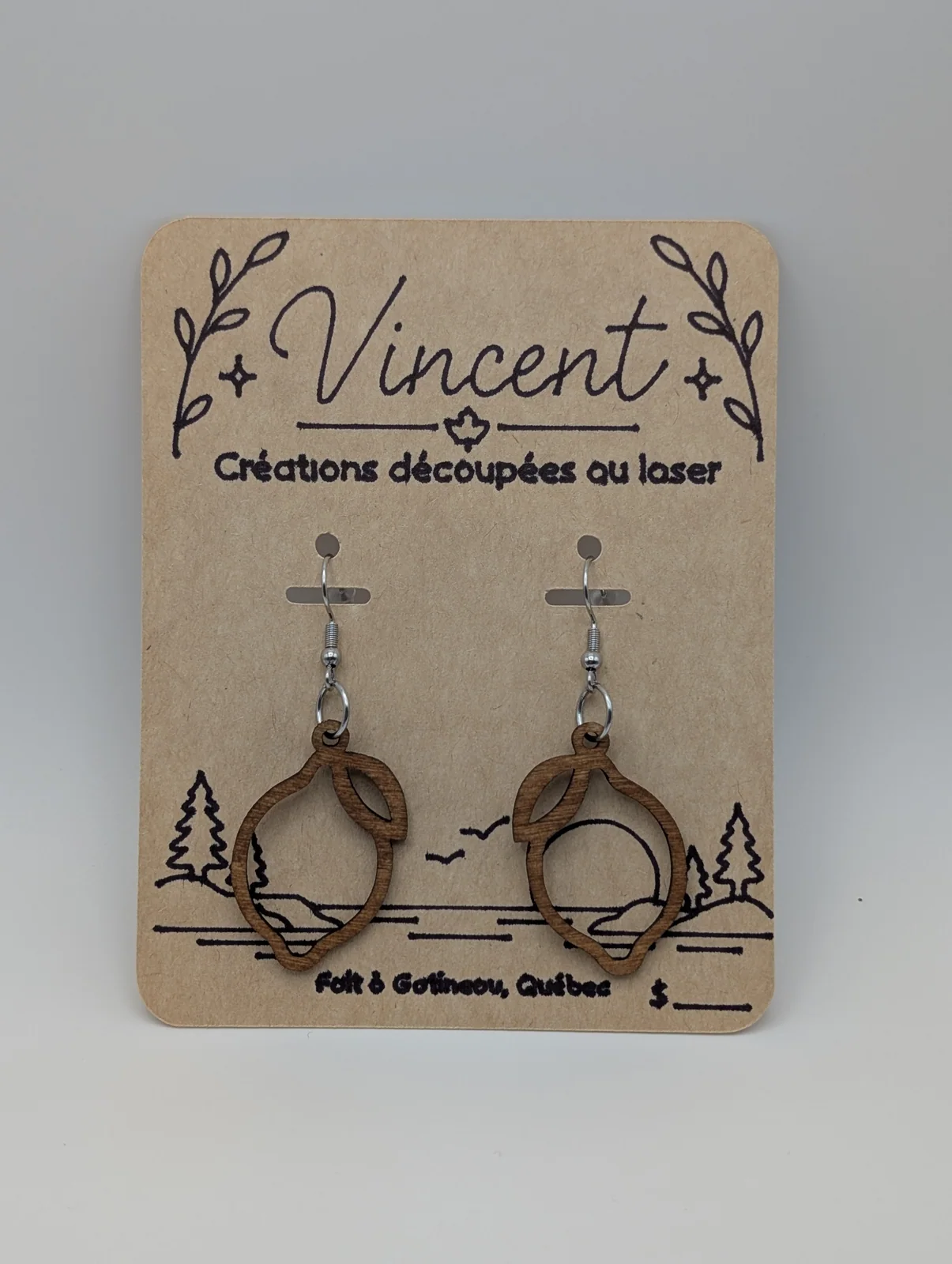 Boucles d’oreilles en bois : citrons