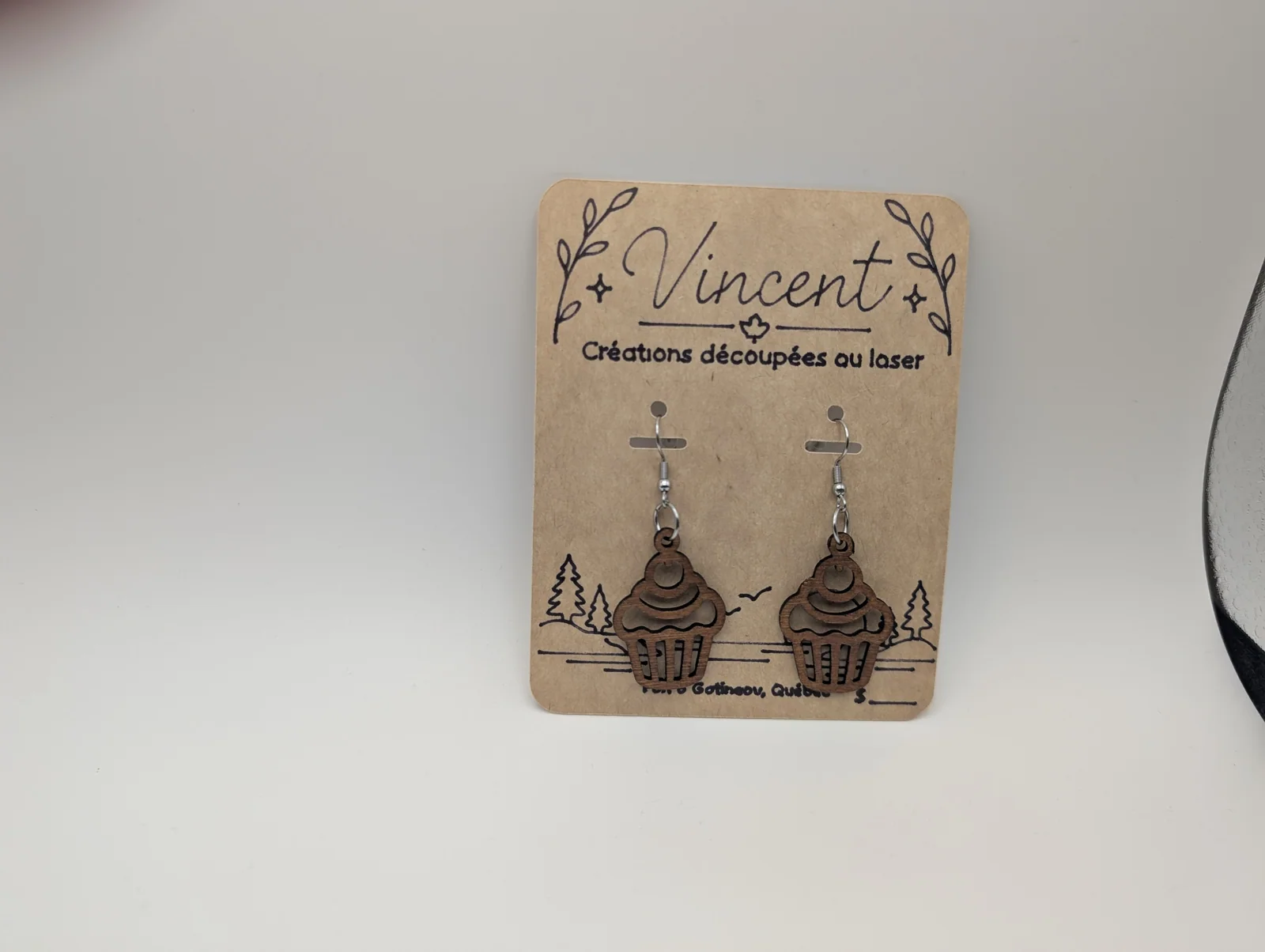 Boucles d’oreilles en bois : cupcakes
