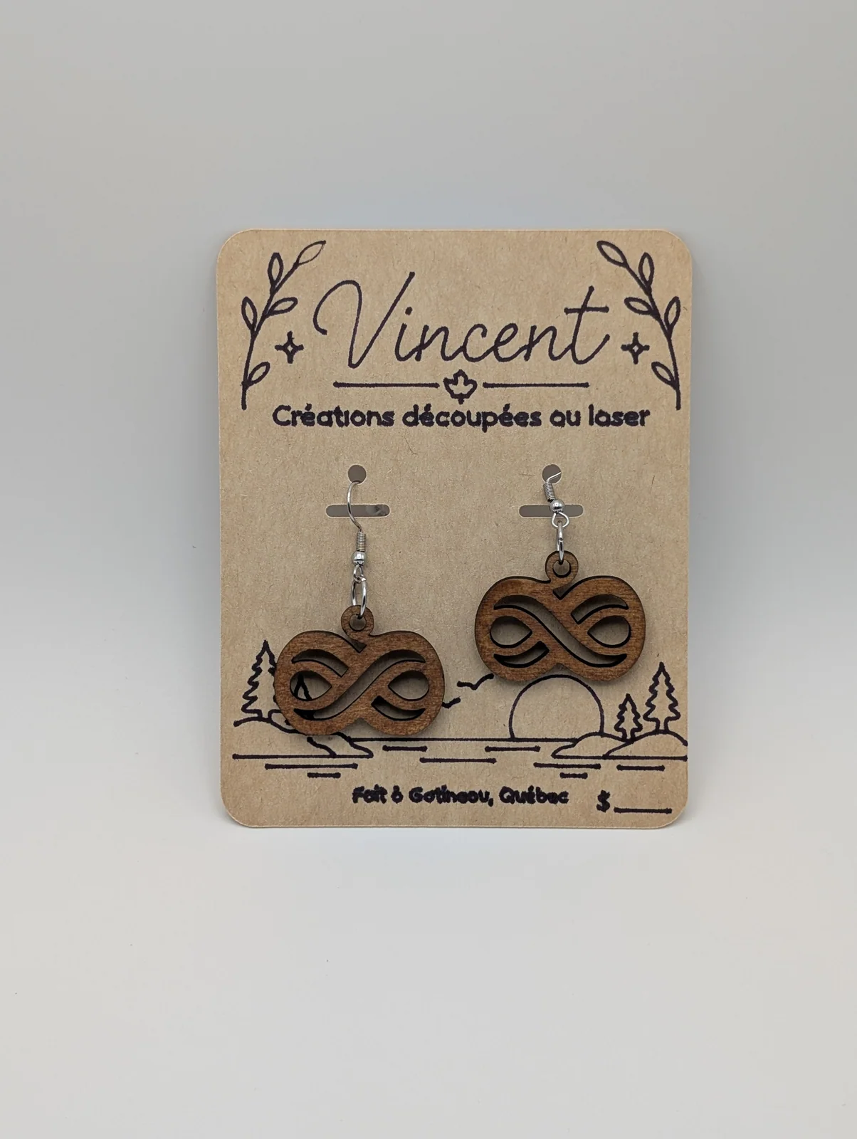 Boucles d’oreilles en bois : infinis