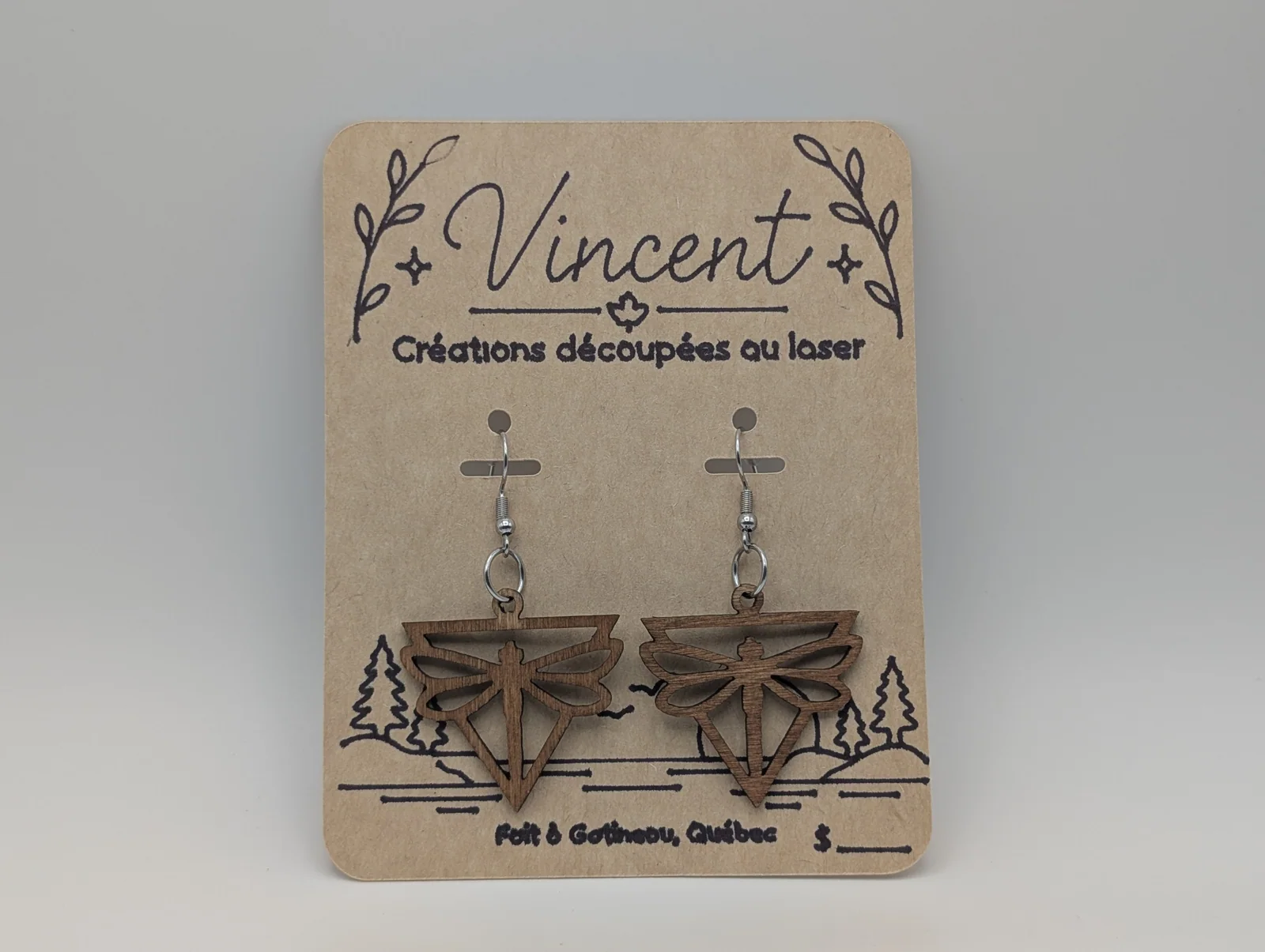 Boucles d’oreilles en bois : libellules
