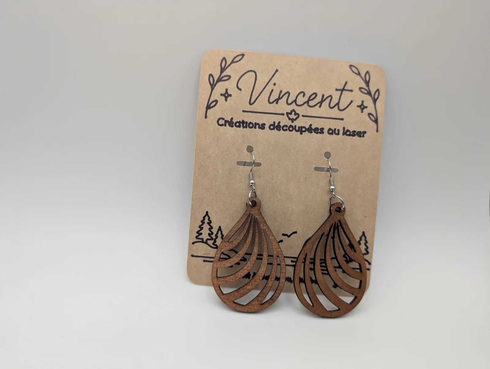 Boucles d’oreilles en bois : lignes de sable