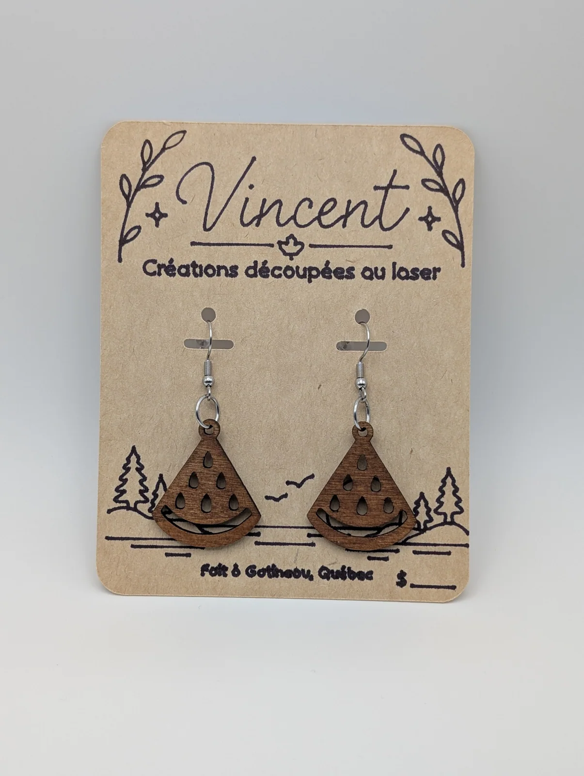 Boucles d’oreilles en bois : melons d'eau