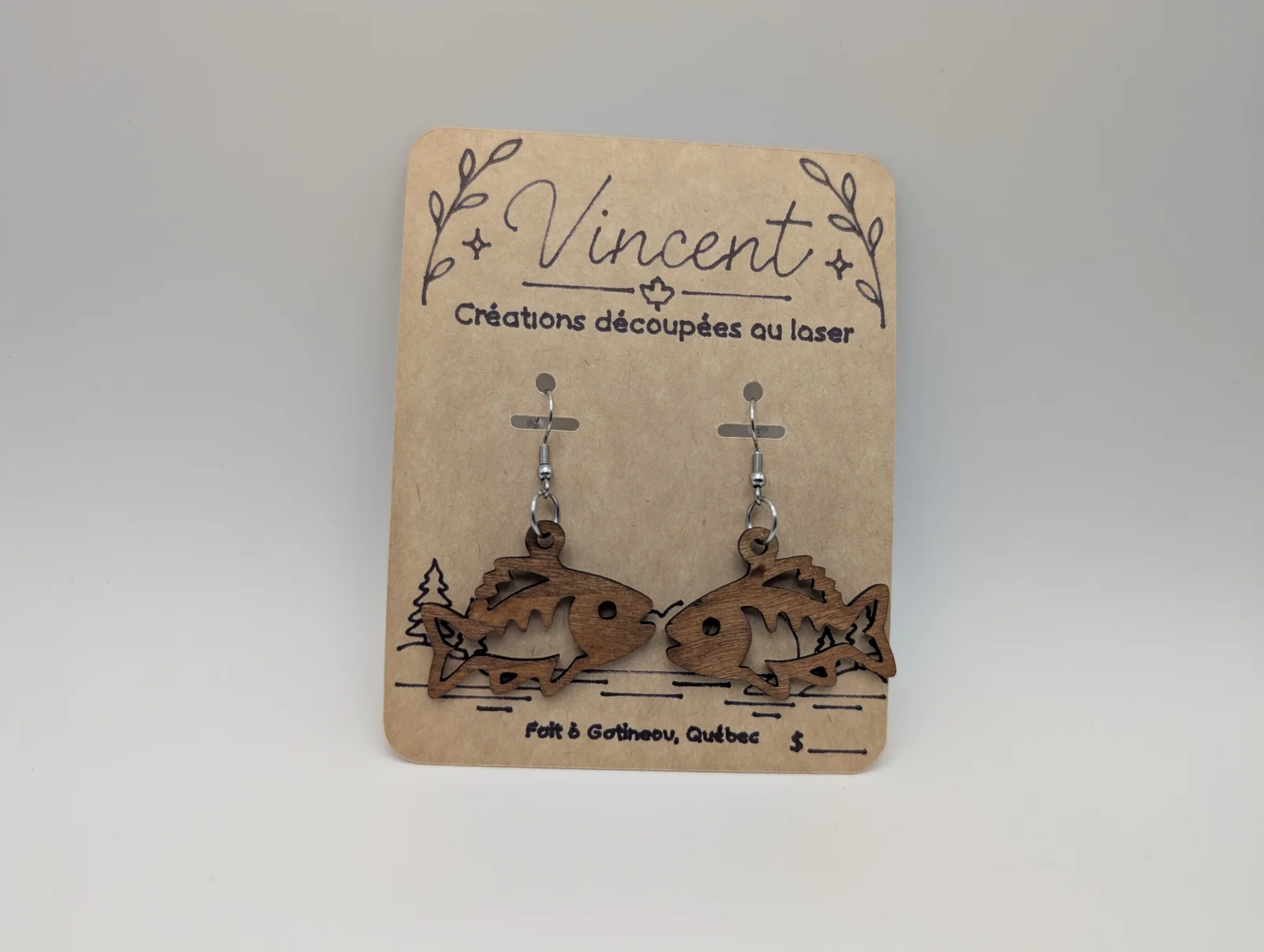 Boucles d’oreilles en bois : poissons