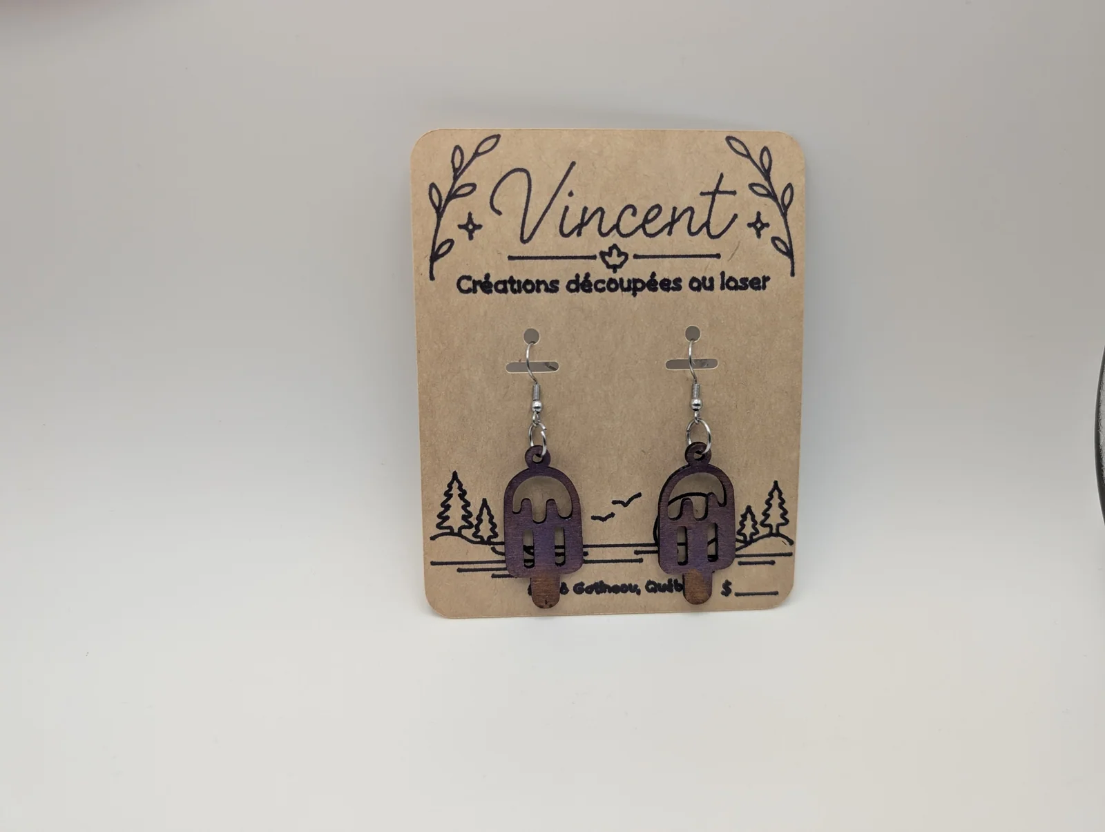 Boucles d’oreilles en bois : popsicles