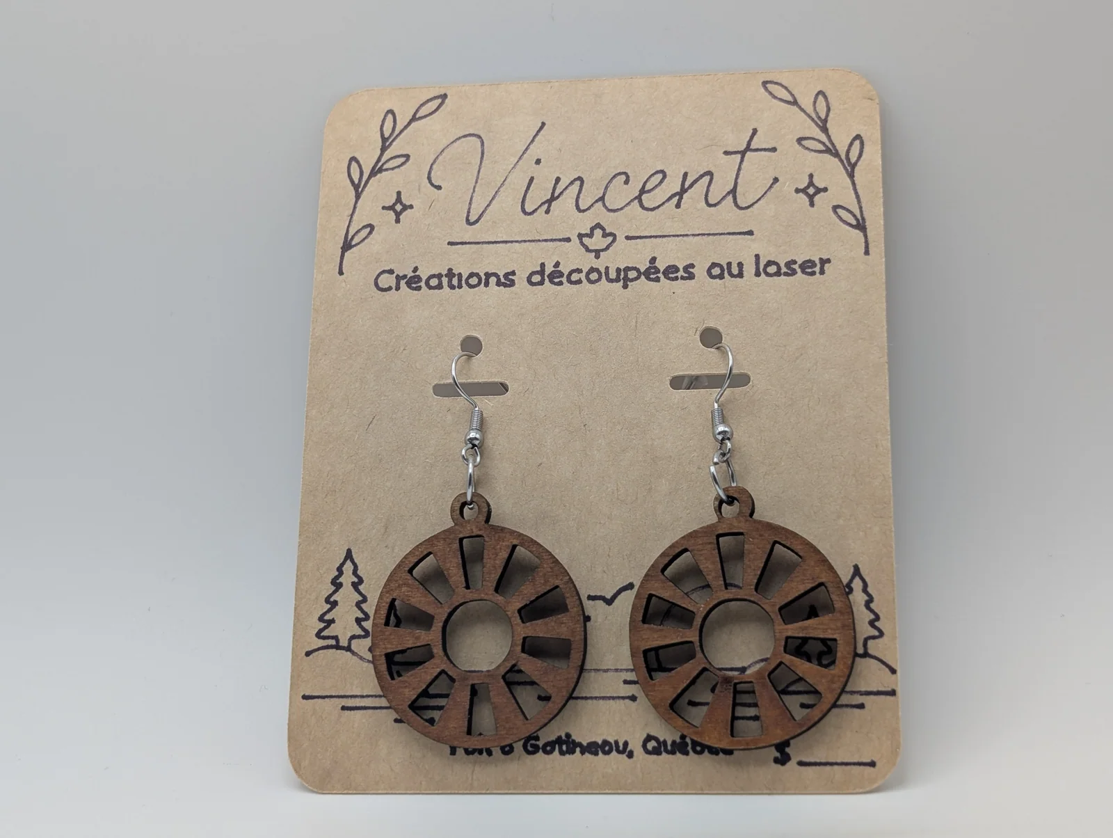 Boucles d’oreilles en bois : soleils