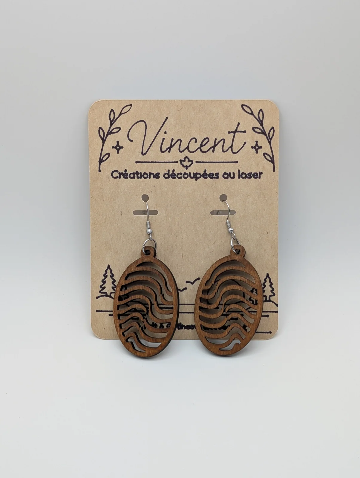 Boucles d’oreilles en bois : vagues 1