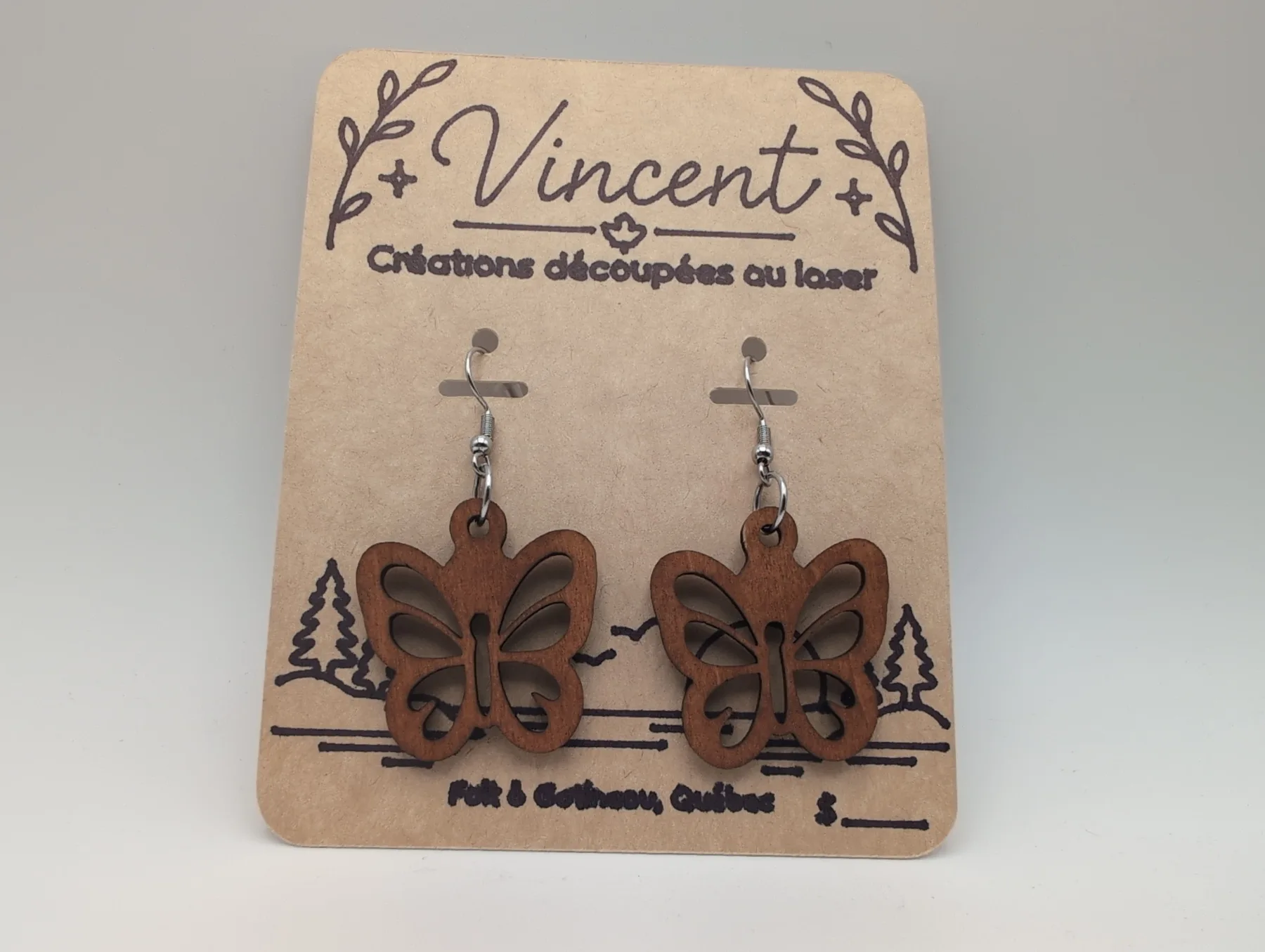 Wooden earrings: Papillons