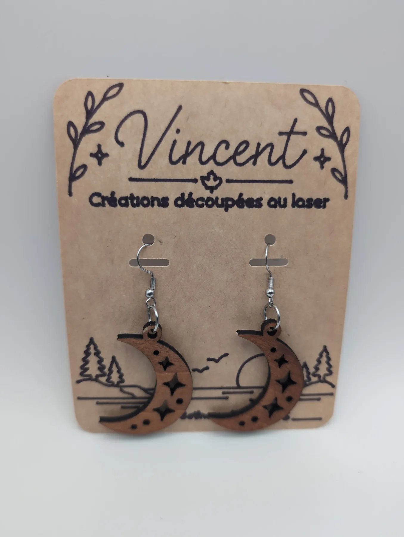 Wooden earrings: Lune