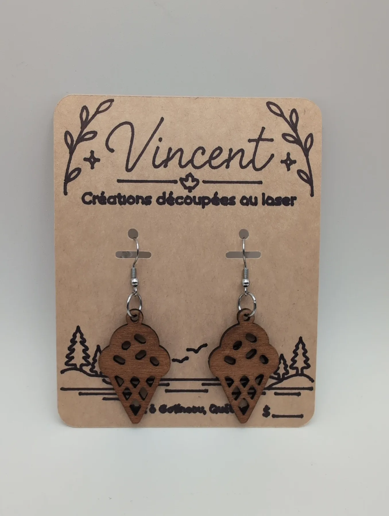 Wooden earrings: Crème glacée