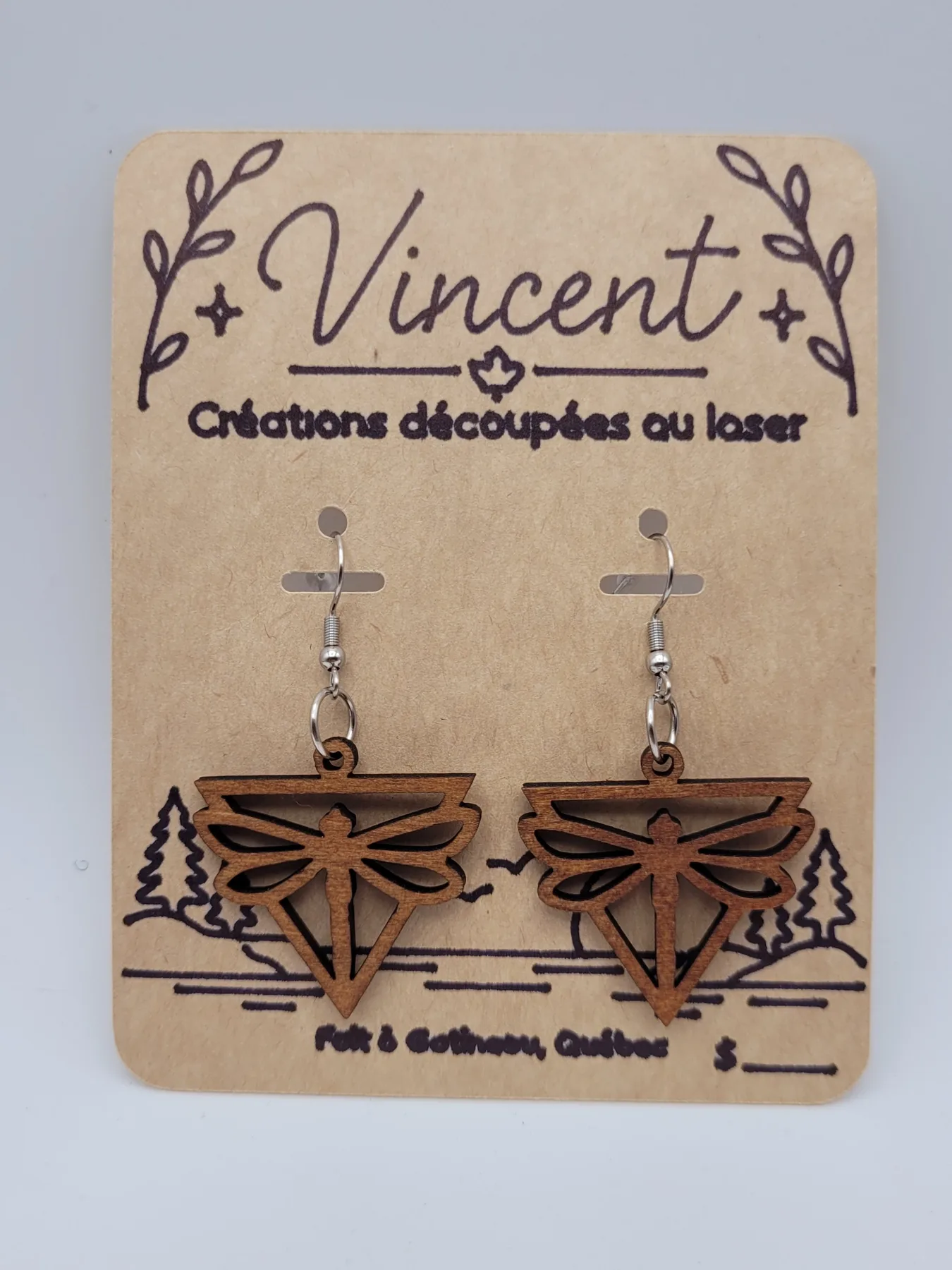 Wooden earrings: Libellules